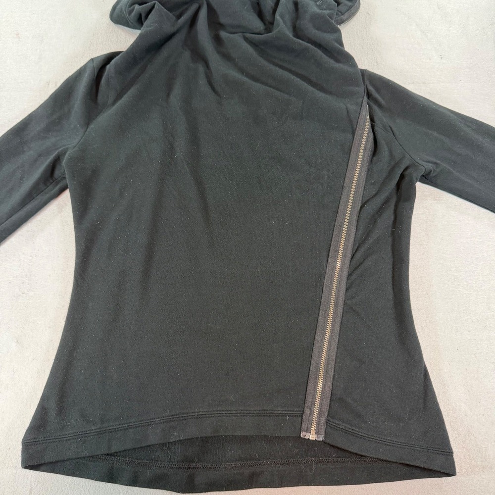 Converse One Star Womens Black Asymmetrical Zip Up Hoodie Moto Sweatshirt Size M